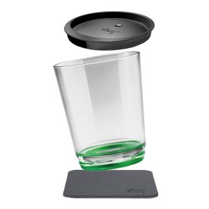 SILWY MAGNET S025-1504-1 MAGNETIC DRINKING CUP SOUR GREEN Magnetic Glass; Clear With Green Bottom; Plastic; 8.5 Ounce; Single; BPA Free; Integrated Magnet Base; With One Black Lid/ One Black Metal Nano Gel Pads