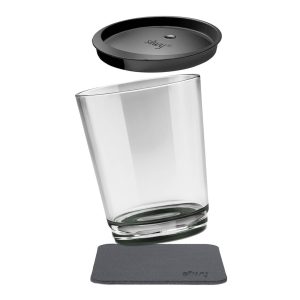 SILWY MAGNET S025-1507-1 MAGNETIC DRINKING CUP PEARL GREY Magnetic Glass; Clear With Gray Bottom; Plastic; 8.5 Ounce; Single; BPA Free; Integrated Magnet Base; With One Black Lid/ One Black Metal Nano Gel Pads