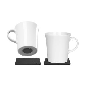 SILWY MAGNET S027-1402-2-B PORCELAIN MAGNETIC HANDLE CUPS BLK Magnetic Cup; With Handle; 9.1 Ounce Capacity; White; Porcelain; Set Of 2; Integrated Magnet Base; With Two Black Metal Nano Gel Pads