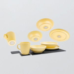 SILWY MAGNET SYBR-KGS-11-Y TABLEWARE SET DOLOMIT YELLOW + META 11 Piece Set; Sandstone Pattern; Yellow; Plastic; Integrated Magnet Base