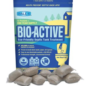 WALEX BIOSP1 Bio-Active PREMIUM Septic Tank Treatment - 1 Year Supply of Beneficial Bacteria/Enzymes - 12 Treatments - Rapid Dissolve Sachet - Commercial Strength