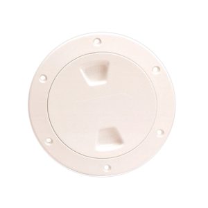 BECKSON DP40-N 4 INCH SMOOTH CENTER SCREW OUT DECK PLATE BEIGE 4.5 INCH CUT