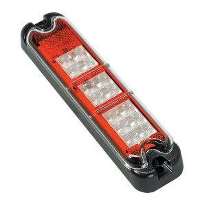 JW SPEAKER 0338061 12V LED STOP TAIL TURN SGNL & B/U; LED; Clear/ Red Lens; Black Housing; Clear Bulb; Single; Universal 2 X 9 Inch