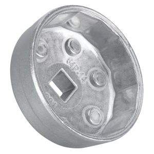 PERFORM TOOL C28128 64MM CAP FILTER WRENCH Vehicle Fitment: Toyota/ Scion/ Lexus/ Honda/ Mazda And Nissan; Fits Multiple Brands Of Oil Filters; Cap Type; 64 Millimeter Size; 1/2 Inch Drive; Silver