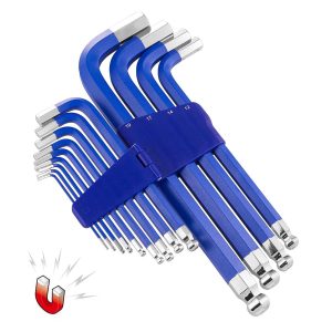 POWERBUILT 941642 Blue Metric Long Arm Magnetic Hex Key Wrench Set (13 Piece Set)