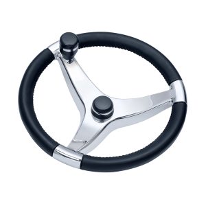 SCHMITT & ONGARO 7241321FGK ONGARO EVO PRO 316 CAST STAINLESS STEEL STEERING WHEEL WITH CONTROL KNOB - 13.5 INCH DIAMETER