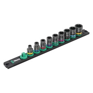 WERA 05005452001 3/8 INCH Drive SAE Impact Socket Set on Magnetic Rail (9-piece)