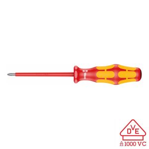 WERA 05006160001 VDE Insulated Screwdriver: Pozidriv PZ #0 x 80mm (without LaserTip)
