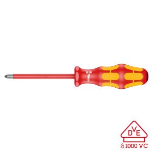 WERA 05006164001 VDE Insulated Screwdriver: Pozidriv PZ #2 x 100mm (with LaserTip)