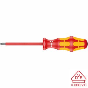 WERA 05006168001 VDE Insulated Screwdriver: Pozidriv PZ #4 x 100mm (without LaserTip)