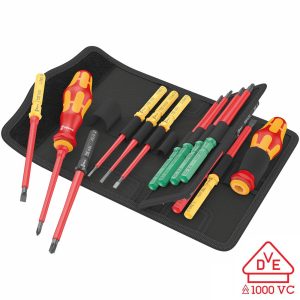 WERA 05006611001 VDE Insulated Reduced Shaft Diameter Blade-Holding Screwdriver Set (17 Piece)