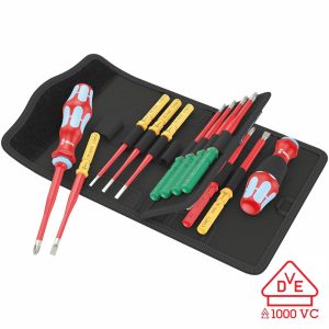 WERA 05006631001 VDE Insulated Extra Slim Stainless Steel Blade-Holding Screwdriver Ratcheting Set (17 Piece)