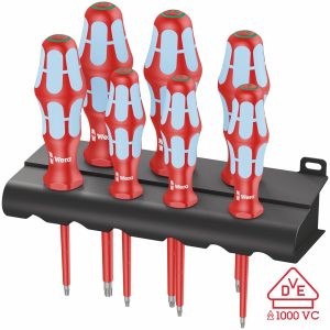 WERA 05022767001 VDE Insulated Stainless Steel TORX Screwdriver Set with Rack (7 Piece Set)