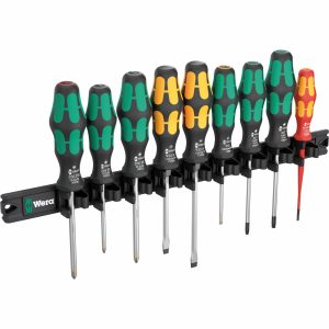 WERA 05051012001 Mixed Screwdriver Set and Magnetic Rack (9 piece set)