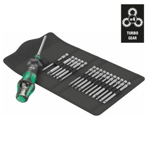 WERA 05057483001 Turbo Screwdriver with 1/4 INCH SAE Bits (19-Piece)