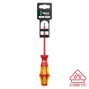 WERA 05100000001 Screwdriver: VDE Insulated Slotted 2.5 X 80mm (On Hang-Tag)