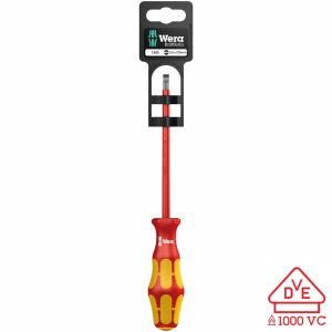 WERA 05100004001 Screwdriver: VDE Insulated Slotted 5.5 x 125mm with Lasertip (On Hang-Tag)