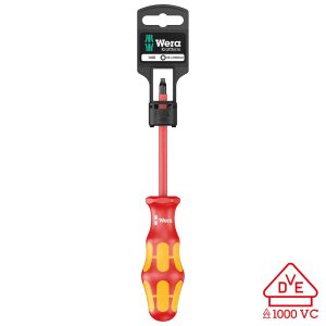 WERA 05100025001 Screwdriver: VDE Insulated Square SQ #2 x 100mm (On Hang-Tag)