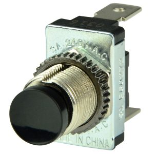BEP 1001402 BLACK SPST MOMENTARY CONTACT SWITCH - OFF/(ON)