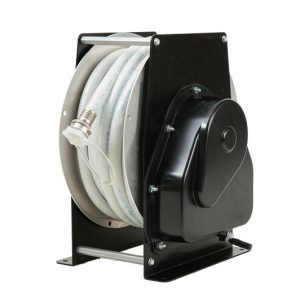 SOUTHWIRE RW40RMK RV SHORELINE WATER HOSE REEL, Use To Store Washdown Water Hose; Electrically Operated; Right Hand Drive Motor; With 40 Foot Hose; White; Base Mount; Bolt On