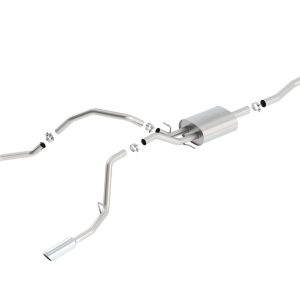 BORLA 140537 Cat-Back Perf. Exhaust Sys. for 14-18 Chevrolet Silverado 1500/ GMC Sierra 1500/ 19 Silverado & Sierra 1500 LD ONLY V8 T-304 Stainless ATAK Dual Split Rear Exit 4 INCH Rnd. Chrome Tips