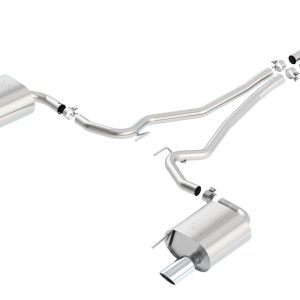 BORLA 140585 Cat-Back Performance Exhaust System for 2015-2023 Ford Mustang 4 Cyl. T-304 Stainless Steel ATAK Sound Dual Split Rear Exit Single 4 INCH Round Chrome Tips On Each Side