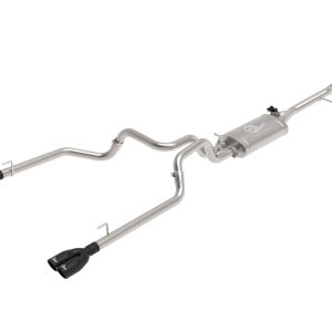 AFE 49-34139-B POWER Gemini XV Cat-Back Exhaust System w/Cut-Out, 3 INCH 304 Stainless Steel, Black Tips, for 2019-2021 GM Trucks