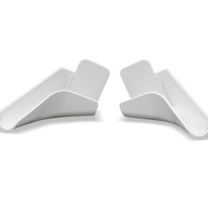 B&B MOLDERS 94170 MEDIUM RAIN GUTTER SPOUTS; Mounts To RV Rain Gutter/ Trim Including Awning Rails And J-Rails 1-3/8 Inch Width; Medium Length; Polar White; UV And Impact Resistant; Set Of 2; B&B Cross Reference 749-PW-A