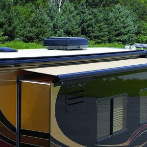 CAREFREE KB08262JV42 Awning; Ascent; Slide Out Cover; 42 Inch Extension Automatically Extends/ Retracts With The Slide Out; Roof Size Range 78 To 83 Inches; Flange Size Range 83 To 88 Inches; 86 Inch Fabric Width; Solid Black; Vinyl