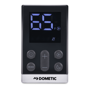 DOMETIC 4471011652 CONNECT ESS THERMOSTAT; Single And Multi Zone; Cool/ Heat Pump; Non-Programmable; LCD Display; 12 Volt DC; With Low/ High/ Turbo/ Auto Fan Speed Control; With Auto/ On Mode Fan Control; Black Case; Without Control Board