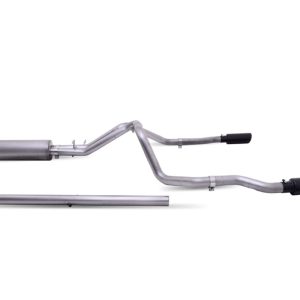 GIBSON 65713B Exhaust System Kit; Black Elite Series Cat-Back System; Stainless Steel; With Muffler; 3-1/2 In To 2-1/2 In Pipe Diameter; Single Exhaust With Dual Exit; Straight Out The Rear Exit