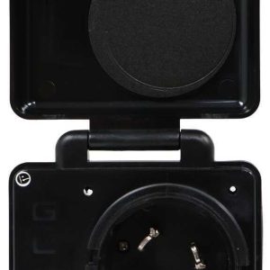 HUGHES AUTO SV50API 50A SAFEVIEW SMART POWER INLET; Manual Power Disconnect; 50 Amp; 125 Volt; Black; Nickel Plated Contacts; Twist Lock Design; ETL Certified; With Water Resistant Cover And Halo Status Light