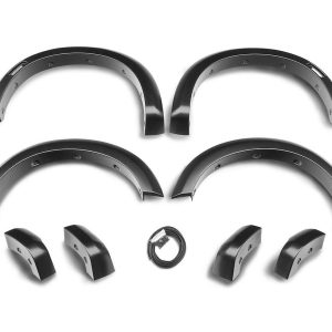 HUSKY LINERS 2807902 FF EXTEND-A-FENDER STYLE 4PC; Smooth Style; 1-1/2 Inch Tire Coverage; Matte Black; ABS Plastic; 5 Inch Front/ 5-1/4 Inch Rear Flare Height; Set Of 4