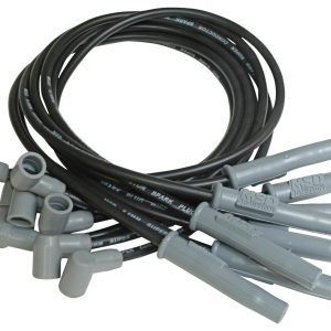 MSD 31373 WIRE SET, Pre Assembled; Black; 8-1/2 Millimeter; Silicone and Synthetic; Helically Wound Copper Alloy Conductor With Ferro-Magnetic Impregnated Center Core; Straight Spark Plug Boots