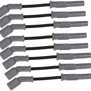 MSD 32813 WIRE SET CUSTOM, Pre Assembled; Black; 8-1/2 Millimeter; Silicone and Synthetic; Helically Wound Copper Alloy Conductor With Ferro-Magnetic Impregnated Center Core; Straight Spark Plug Boots; 45 Degree LS1 Coil Boot
