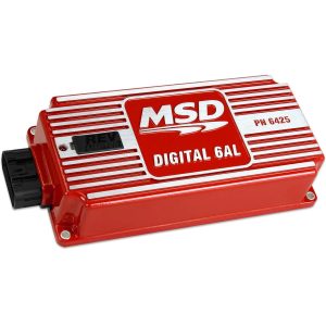 MSD 6425 DIGITAL 6AL IGNITION; Street/Drag Racing/Circle Track Use; Digital; 0-12500 RPM; With Adjustable Rev Limiter; Multiple Spark Discharge; Without Boost Retard; Red
