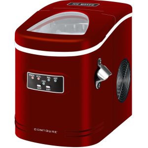 NAT.QUALITY RV130R PORTABLE ICE MAKER RED, 9-1/2 Inch Width x 14 Inch Height x 13 Inch Depth; Produces Up To 26 Pounds Ice Per Day; Stores Up To 2 Pounds Ice; Red; 120 Volt/ 15 Amp; With Ice Scooper And Serving Basket; Compact; Portable