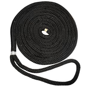 NEW ENGLAND ROPES C5054-20-00050 5/8 INCH Double Braid Dock Line - Black - 50