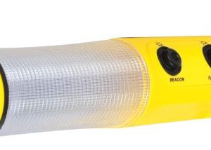 PERFORM TOOL W1553 AUTO SAFETY TOOL WILMAR; Glass Breaker/ Seat Belt Cutter/ LED Flashlight; 9 Flashing Red LED Lights; Yellow; Magnetic Base