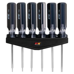 PERFORM TOOL W80006 SCREWDRIVER SET; Star; T10/ T15/ T20/ T25/ T27/ T30 Star; Chrome Vanadium Steel; Magnetic Tips; With Rack; 6 Pieces