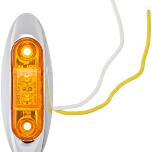 PETERSON V168XA LED CLEARANCE LIGHT KIT-A; LED; Oblong; 3.95 Inch Length x 1.35 Inch Width; Amber Lens; Surface Mount; 9 Volt To 16 Volt Operating Range; With Chrome Bezel