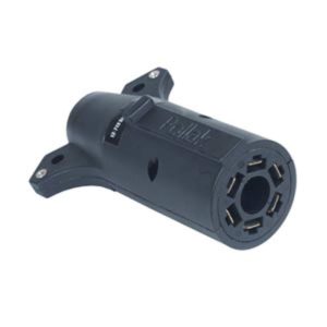 POLLAK 12-719P 7-WAY RV TO 6-WAY ROUND A; 7-Way Blade To 6-Way Pin; Brake Pin in Center Of 6-Way Pin; Allows One Vehicle To Tow Either Campers Or Utility Trailers; Retail Packaging