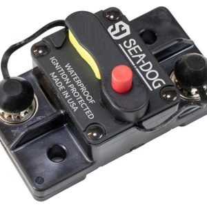 SEA-DOG 830224 SD-17 CIRCUIT BREAKER SURFACE MOUNT; SD-17 Resettable Thermal Circuit Breaker; 60 Amp; 48 Volt DC; Manual/ Switchable Reset; Black; Plastic; Surface Mount; 1/4 Inch-28 Stud Terminal; SAE J1625/ ABYC-E11/ UL1077/ SAE J1171 Standard