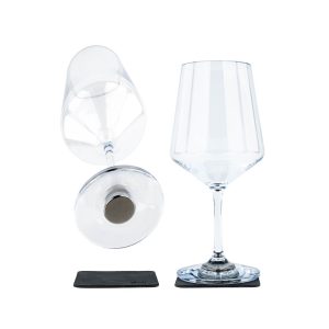 SILWY MAGNET KO-WI-CL-2 MAGNETIC PLAS GLASSES WINE CLASSIC; Magnetic Wine Glass; Clear; Plastic; 18.6 Ounce Capacity; BPA Free; Scratch- Resistant; Set Of 2; Integrated Magnet Base; With Two Black Metal Nano Gel Pads