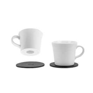 SILWY MAGNET S070-1404-2-B PORCELAIN MAGNETIC ESPRESSO CUPS; Magnetic Cup; With Handle; 2.3 Ounce Capacity; White; Porcelain