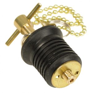 WHITECAP S0293 1FT BRASS BAILER PLUG TWIST W/ 8FT C; Bailer; 1 Inch Diameter; Brass; With 8 Inch Brass Chain