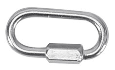 WHITECAP S1551P 3/16 Z.P. STEEL QUICK LINK; Twist-Lock; Oval; 1/4 Inch Opening; 1-15/16 Inch Length; Silver; Galvanized Steel; 3/16 Inch Stock