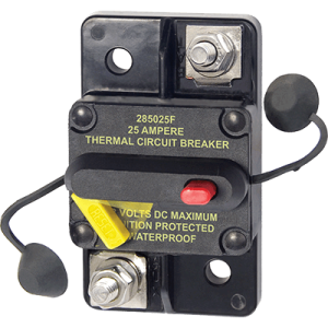 BLUE SEA 7180 CIRCUIT BREAKER BUS 285 SFCMT 25 A, 25 Amps/ 48 Volt DC; Fits Marine And Vehicle AC And DC Electrical Systems; Switchable/ Manual Reset; Single; Surface Mount; Thermal Bi-Metal Blade