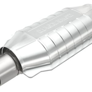 MAGNAFLOW 99005HM Catalytic Converter; HM Grade; 6-1/2 Inch Wide Oval Case; Single 2-1/4 Inch Slip Fit Inlet; Single 2-1/4 Inch Slip Fit Outlet; 12 Inch Body/ 16 Inch Overall Length; Heavy Metal Loaded Catalyst