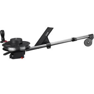 SCOTTY 1085 DOWNRIGGER STRONGARM MANUAL 30BOOM, Manual Operation; Mechanical Depth Counter; Rodmaster II 358 Boom Mounted Adjustable 1.85 In Inner Diameter Rod Holder; Two Foot Per Turn Spool; Black; Stainless Steel Boom